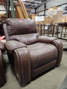 lot 15677 image: Brown Leather RecliningRocking Chair