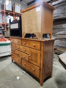 lot 15696 image: Solid Maple Dresser with (2) Side Tables