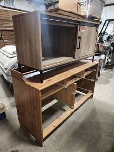 lot 15703 image: Sauder Contemporary TV Stand Console and Oak Dresser
