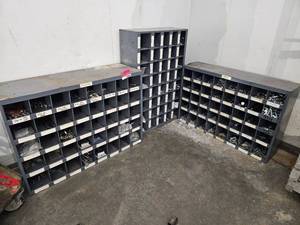 lot 15866 image: Set of (3) Industrial Hardware Storage Cabinets with Hardware