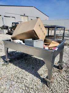 lot 15919 image: Stainless Steel Mobile Waste Cart - CONTENTS INCLUDED