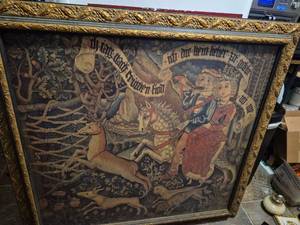 Medieval Style Tapestry with Gold Frame