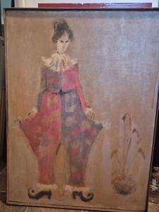 lot 7 image: Victorian Style Figure Oil Painting