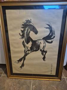 lot 9 image: Japanese Horse Ink Painting