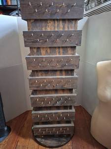 lot 28291 image: Wooden Retail Display Stand with Metal Name Plates