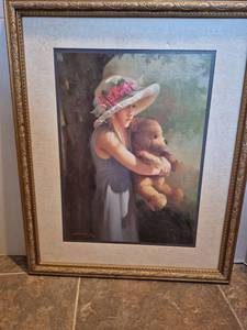 lot 28529 image: Victorian Style Lady with Teddy Bear Print