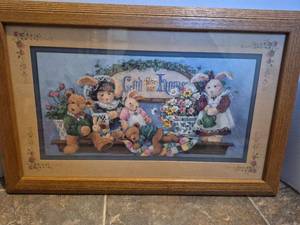 lot 28530 image: Home Interiors Teddy Bear Family Framed Art