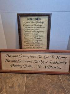 lot 28531 image: Inspirational Wall Art Set - Count Your Blessings and Home Blessing Signs