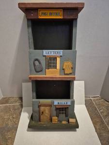 lot 28545 image: Wooden Post Office Mail Sorter Display
