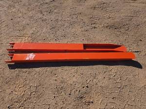 lot 3138 image: 66 WIG Orange Metal Fork Extensions for Forklift