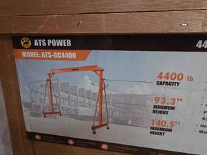 lot 3462 image: ATS Power 4400lb Adjustable Height Steel Gantry Crane GC4400