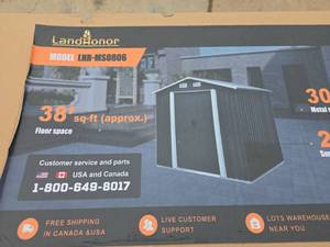 lot 3757 image: LandHonor 8x6 Metal Storage Shed - Model LHR-MS0806