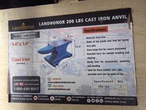 lot 3915 image: LandHonor 200 lbs Cast Iron Anvil - Model LHR-CIA200