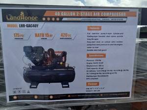 lot 3982 image: LandHonor 40 Gallon Air Compressor LHR-GAC40Y