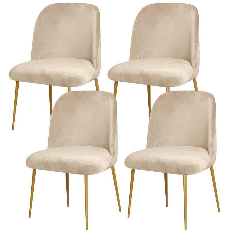lot 885 image: Gollense Velvet Curved Back Chair Covers for Dining Room Set of 4, Mid Century Modern Chair Slipcovers, Semi Circle Back Chair Seat Protector for Kitchen Living Room (Taupe) DP60