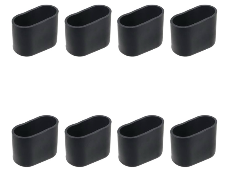 lot 890 image: Geesatis 8 Pcs Oval Chair Leg Cap Flexible Furniture Pad Table Feet Covers Floor Protector, Black, 2 x 1 inch DP60