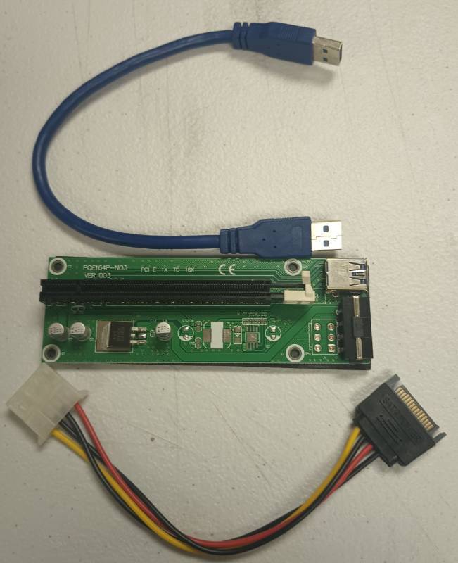 lot 735 image: PCIe 1x to 16x Riser Kit with USB 3.0 Cable ITR80