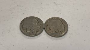 lot 10 image: Buffalo Nickel Five Cent Coins set of 2
