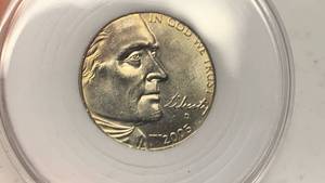 lot 23 image: 2005-D Jefferson Buffalo Nickel five-cent coin BU Brilliant Uncirculated in protective case