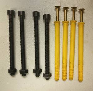 lot 310 image: Yellow Plastic Anchors with Black Mounting Screws Set