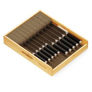 lot 25604 image: SpaceAid Large Knife Drawer Organizer Bamboo Insert Dock, Kitchen Steak Knives Holder Organizers Block for Drawer in Storage Organization (Large) (Knives Not Included) - Retail $40