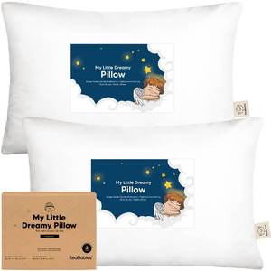 lot 25611 image: KeaBabies 2-Pack Toddler Pillows 2 Year Old to 5-13x18 Soft Organic Cotton Kids Pillow for Sleeping, Travel, School, Daycare, Nap, Toddler Bed, Machine Washable, Without Pillowcase (Soft White) - Retail $25