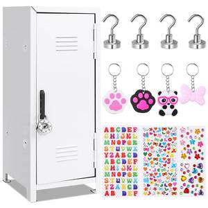 lot 25612 image: Easywiny 12 PCS Mini Locker White Miniature Storage with Lock and Keys, Pink Small Locker Cute Functional Locker Miniature Storage Metal Locker for Desktop Bedroom Home Office Desktop Accessories (Locker Door Bent) - Retail $22