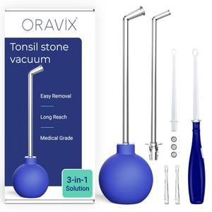 lot 25640 image: Oravix Tonsil Stone Vacuum, Tonsil Stone Remover Vacuum Suction, Tonsil Stone Cupping Tool, Tonsil Stone Removal Tool with Suction, Tonsil Stones Removal Vacuum, Tonsil Stone Extractor - 3 in 1 Kit - Retail $14