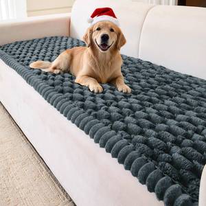 lot 25644 image: Couch Cover for Dogs Washable,Non Slip Fuzzy Durable Couch Covers for 3 Cushion Sofa Pet Friendly Sofa Cover Dog Thick Soft Slipcovers Protector Couches Mat Bed (Grey, 27.6 x 82.770x210cm) - Retail $55