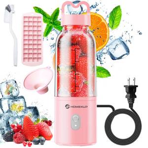 lot 25658 image: Portable Personal Blender 17 OZ500 ML Juicer, 175W Personal Size Blender, Ideal for Smoothies, Ice Blending, Juicing, and Food Processing, Compact, Convenient, and Versatile (Pink) - Retail $18