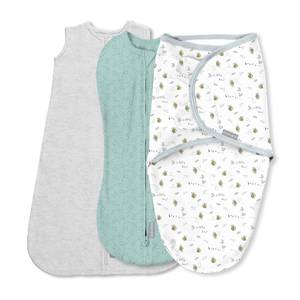 lot 25659 image: SwaddleMe by Ingenuity Comfort Pack Baby Swaddle Set, Size 0-3 Months, 5-14 Pounds, SwaddleMe Pod, Original Swaddle, Night Sack, 3pk - Little Bees - Retail $23