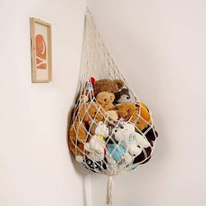 lot 25664 image: Amdermi Novel Stuffed Animal Hammock Corner Hanging Net for Stuff Aniaml Storage Macrame Toy Display Plush Toy Holder-Perfect for The Tiny Space Walls (cream, XXL) - Retail $25
