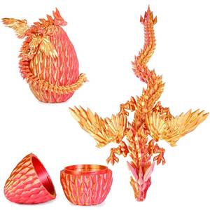 lot 25667 image: Mydhall 3D Printed Flying Dragon Egg with Articulated Dragon Inside Toys&Gifts for Kids,Home Decor,Creative Ornaments,Birthday,Easter (Flame Red,Medium) - Retail $15