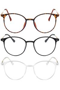lot 25671 image: PEYEOISD 3 Pack Retro Round Wire Frame Reading Glasses Women Men, Vintage Blue Light Blocking Reader with Super Light Lenses 2.50 - Retail $16