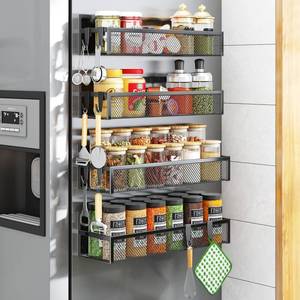 lot 25672 image: Aufworld Magnetic Spice Rack for Refrigerator, 4 Pack Magnetic Shelf, Fridge Magnet Organizer with Moveable 8 Hooks, Magnetic Fridge Shelf for Kitchen Organization and Storage (4 Pack) - Retail $24
