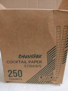 lot 25685 image: Chunspak Black Paper Straws - 250 Count Box - Retail $8