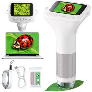 lot 25687 image: Odatay Microscope for Kids with 12 Slides, 100X-1000X 1080P Digital Handheld Kids Microscope, Mini Portable Pocket Miniscope Science Toys Gifts for 3 4 5 6 7 8 9 10 11 12 Year Old Boys Girls, White - Retail $33