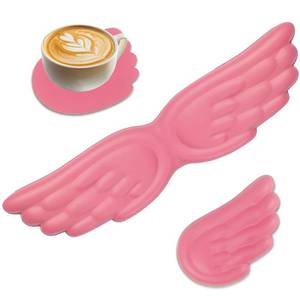 lot 25693 image: Angel Wing Wrist Rest,Cute Wrist Rest for Keyboard and Mouse,Hand Rests Set Include Ergonomic Keyboard & Mouse Hand Rest and Coaster,Filled Resilient Memory Foam,for Work,Study,Gaming (Pink) - Retail $16