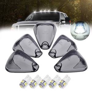 lot 25697 image: 5 X Cab Roof Marker Lights Smoke Cover White LED Compatible with 1999-2016 Ford F150 F250 F350 F450 F550 F650 E150 E250 E350 Super Duty Pickup Truck, Cab Roof Running Light (without Base) - Retail $15