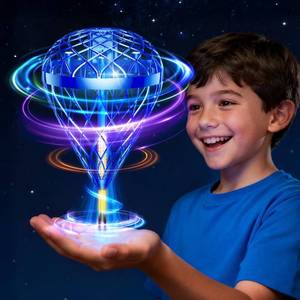 lot 29916 image: wow97e Hand Controlled Flying Orb Ball for Kids, Indoor & Outdoor Hover Toy, Toss & Catch Flying Ball with Protective Cage, Rechargeable Family Play Toy - Retail $27
