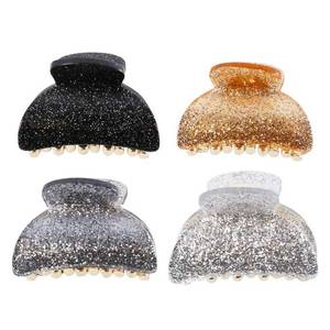 lot 29948 image: 4 Pcs Acrylic Hair Claw Clips Glitter Non Slip Hair Barrette Jaw Clamps Ponytail Holder Hair Accessories for Women and Girls (Glitter Sides Need Glued) - Retail $10