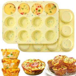 lot 29958 image: Palksky Silicone Egg Bite Molds, 2Pack 12-Cavity Muffin Pan for Baking, Tarts, Nonstick Cupcake Pan - Retail $16