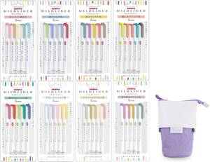 QULLITY Double-Ended Creative Highlighter set of 40 colors original pen pouch (Purple) - Retail: $50