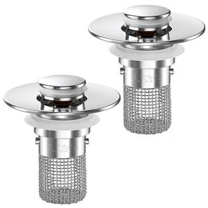 lot 29965 image: Sink Stopper Hair Catcher, Pop-up Sink Drain Strainer with Removable Stainless Steel Strainer Basket Hair Catcher, Bathroom Sink Strainer for Bathroom Sink Stopper Replacement(Sliver-2)