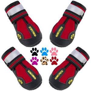 lot 39909 image: QUMY Dog Shoes for Large Dogs, Medium Dog Boots & Paw Protectors for Winter Snowy Day, Summer Hot Pavement, Water-Resistant in Rainy Weather, Outdoor Walking, Indoor Hardfloors Skid-Resistant Sole - Retail $24