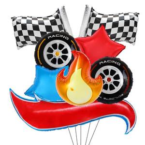 lot 39913 image: TiAaihion 8 Pcs Racing Themed Balloons Hot Car Wheel Birthday Party Balloons for Kids Two Fast Birthday Party Decorations Baby Shower Party Supplies, A8pcs - Retail $12