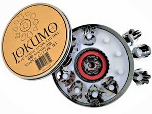 lot 39919 image: JOKUMO 11 Piece Round Linzer Cookie Cutter Set High Grade 430 Stainless Steel - with Storage Tin - Retail $24