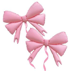 lot 39921 image: GOTPASS 2 Pcs Bowtie Pink Balloon Bow Big Balloon Bow Theme Birthday Party Decoration Girl Party Baby Shower Wedding Mouse Party Supplies - Retail $5