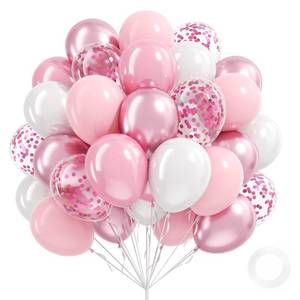 lot 39923 image: Light Pink and White Balloons, 60pcs 12inch Pearl Light Baby Pink Confetti White Balloons for Wedding Bridal Shower Baby Shower Pink Birthday Decorations - Retail $7