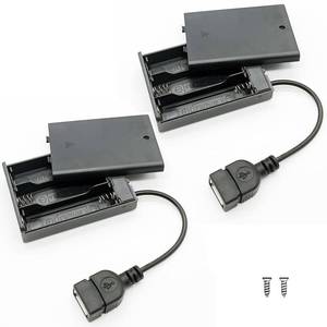 lot 39925 image: OPSFALCON 3 AA Battery Holder, 3 AA Battery Case Box Holder, 3 x 1.5V AA Battery Holder Case Box with OnOff Switch and Cover, with USB Cable (3AA-Black-2PCS) - Retail $6